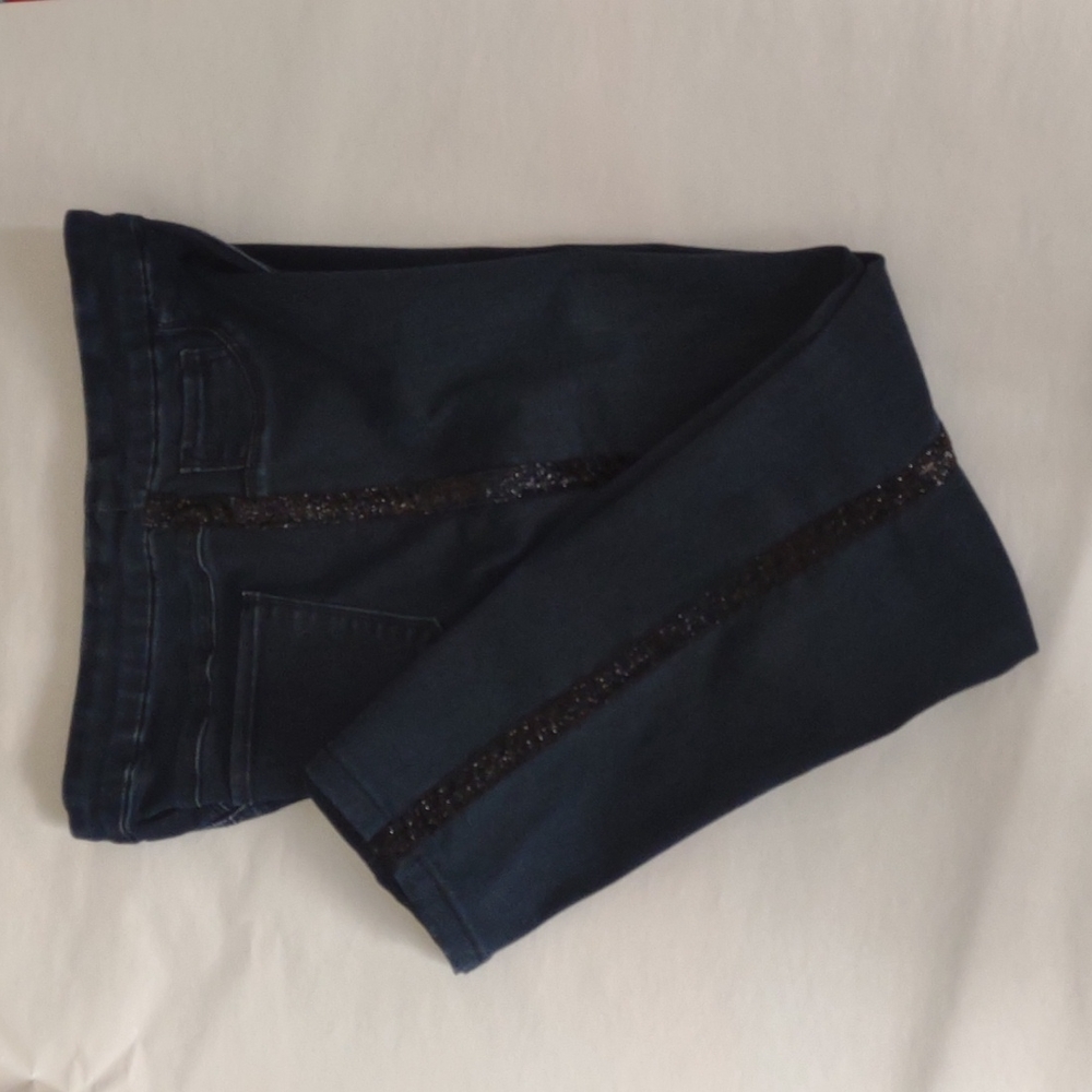 Tribal ankle‎ jeggings Size 4 Black sparkle outer trim